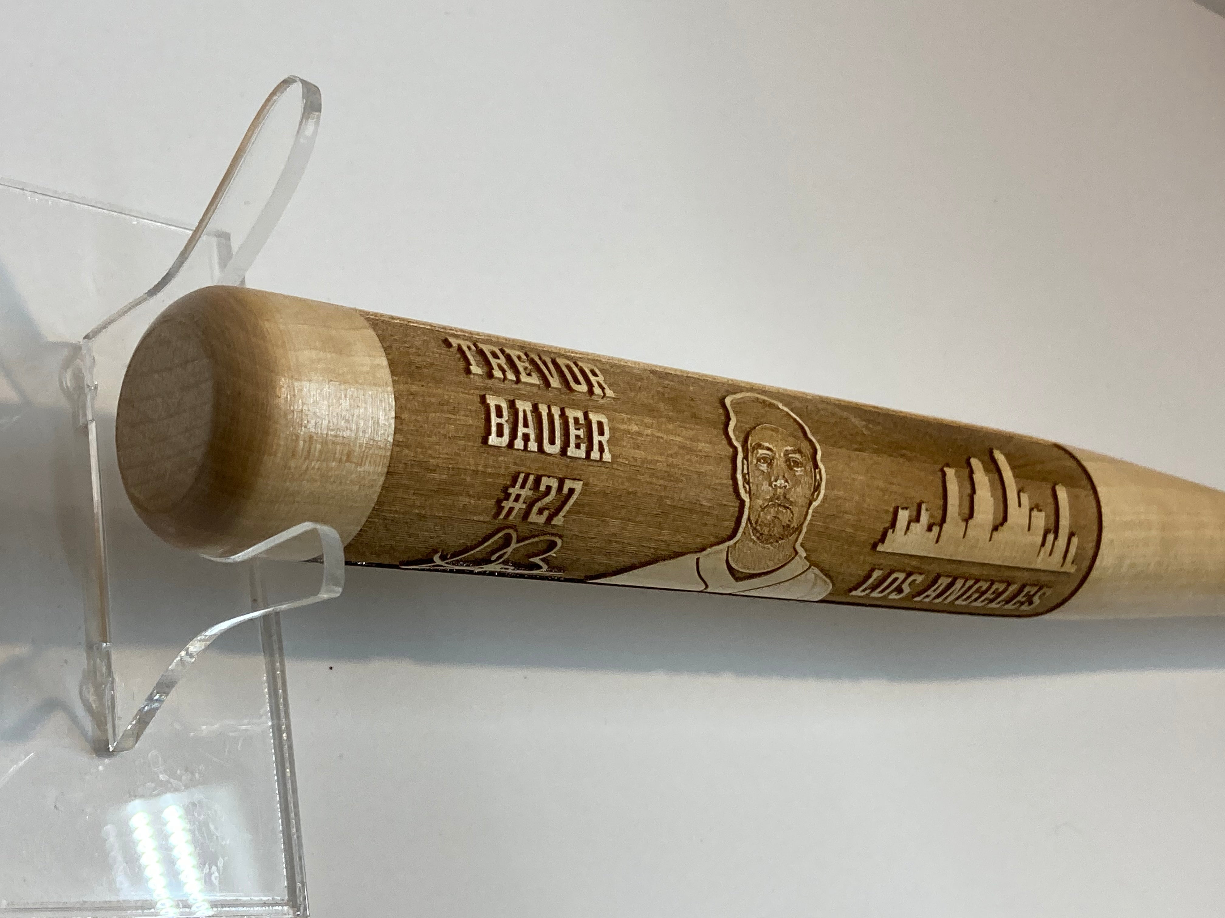 Trevor Bauer Laser-Engraved Wood Baseball Bat