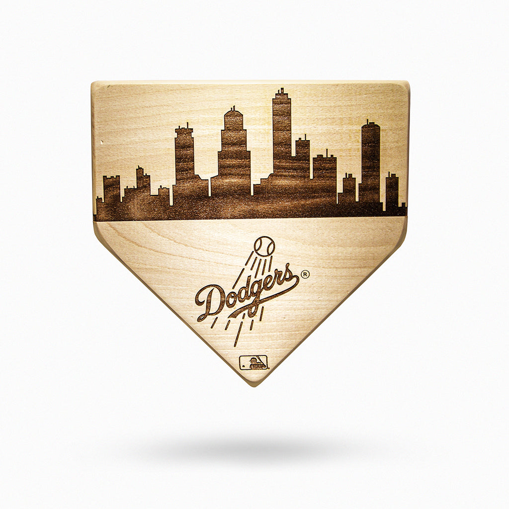 Los Angeles Dodgers Laser-Engraved Wood Skyline Home Plate