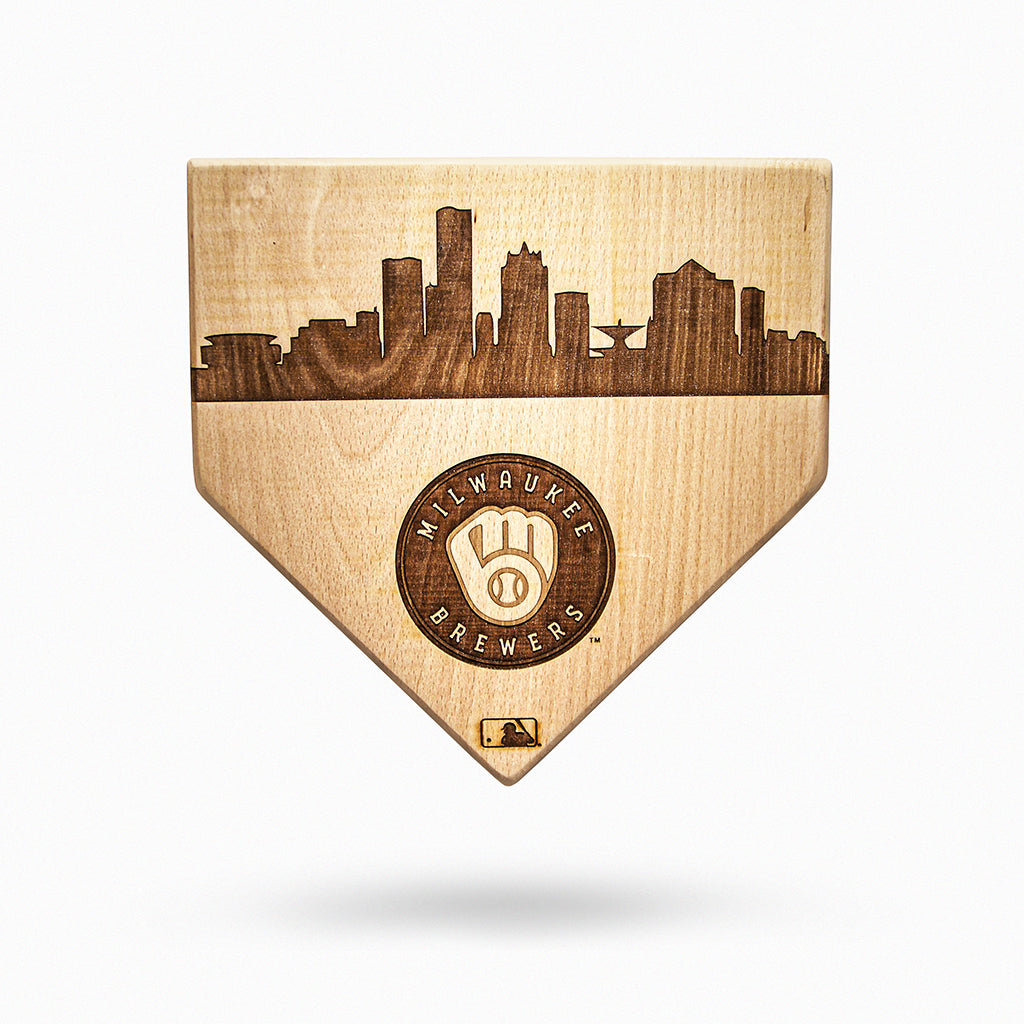 Milwaukee Brewers Laser-Engraved Wood Skyline Home Plate