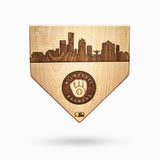 Milwaukee Brewers Laser-Engraved Wood Skyline Home Plate