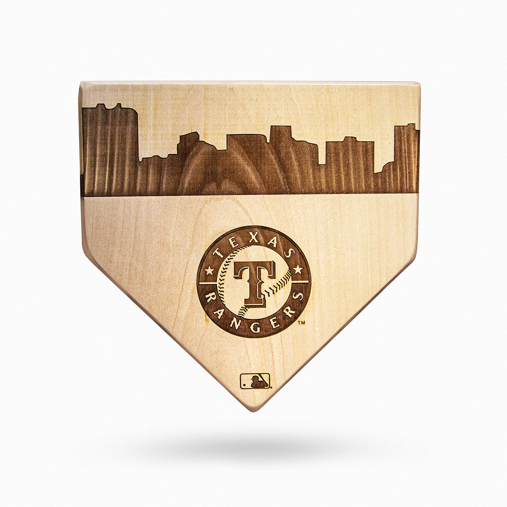 Texas Rangers Laser-Engraved Wood Skyline Home Plate