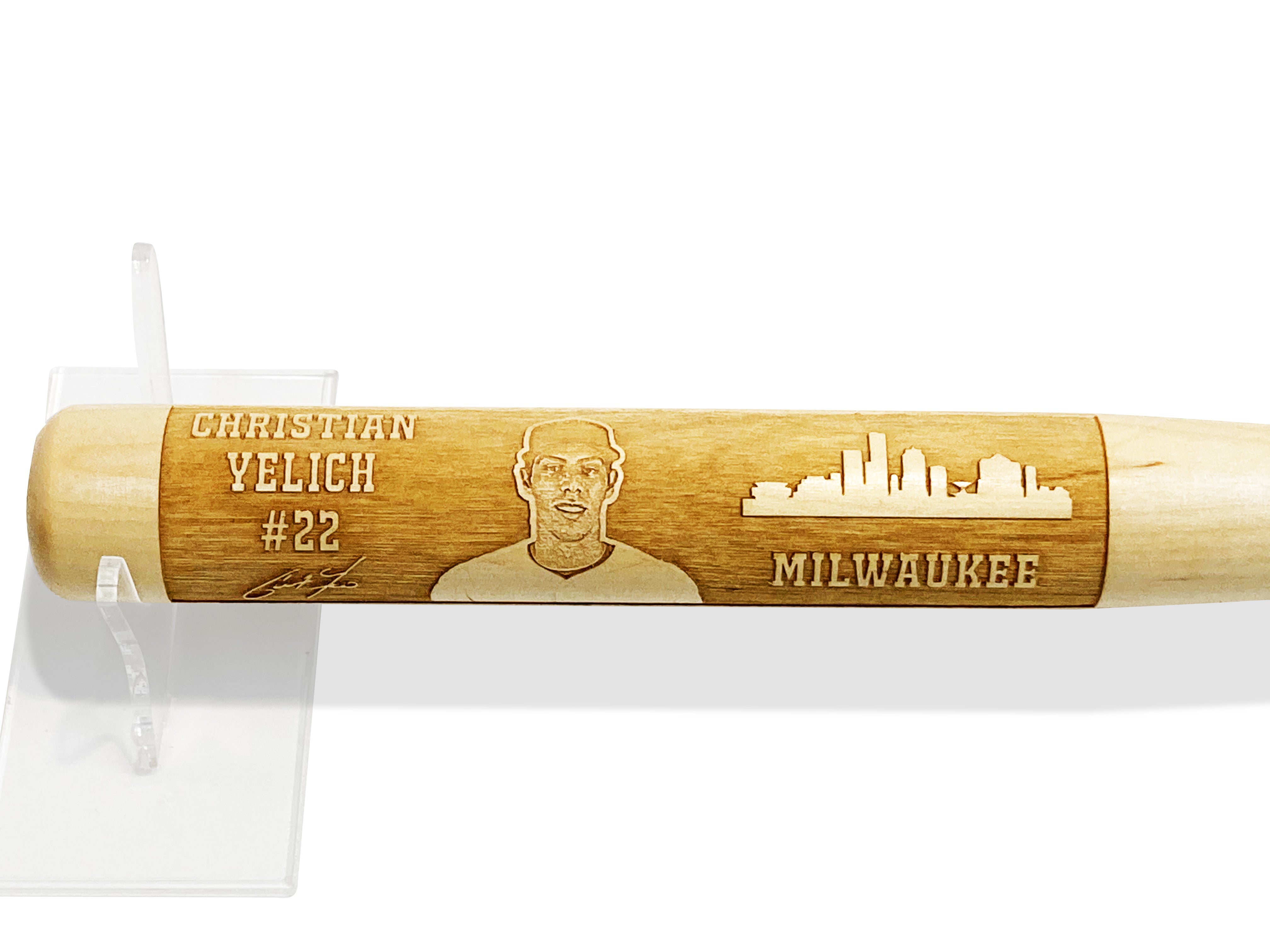 Christian Yelich Laser-Engraved Wood Baseball Bat