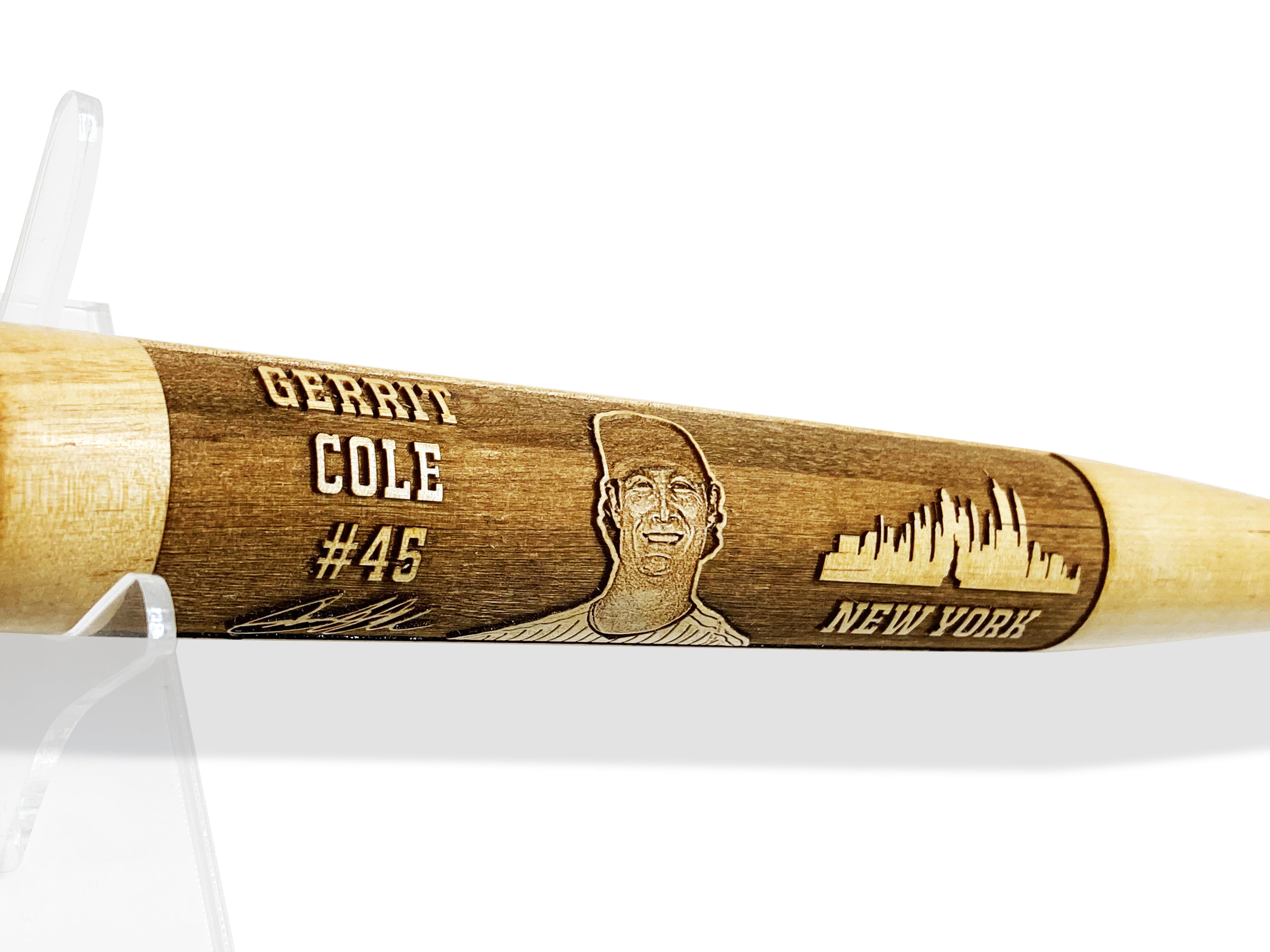 Gerrit Cole Laser-Engraved Wood Baseball Bat