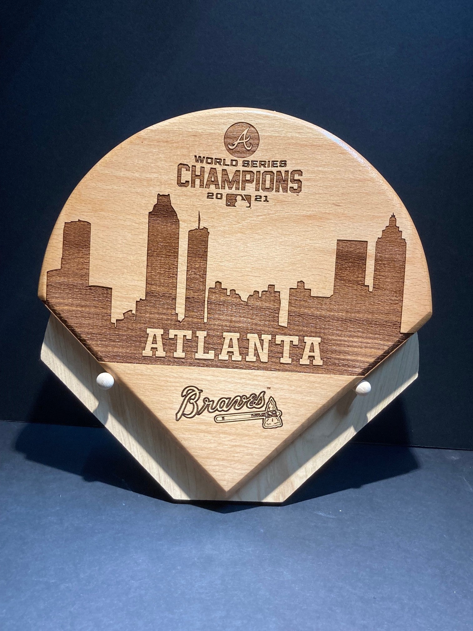 Atlanta Braves 2021 World Series Laser-Engraved Wood Plate