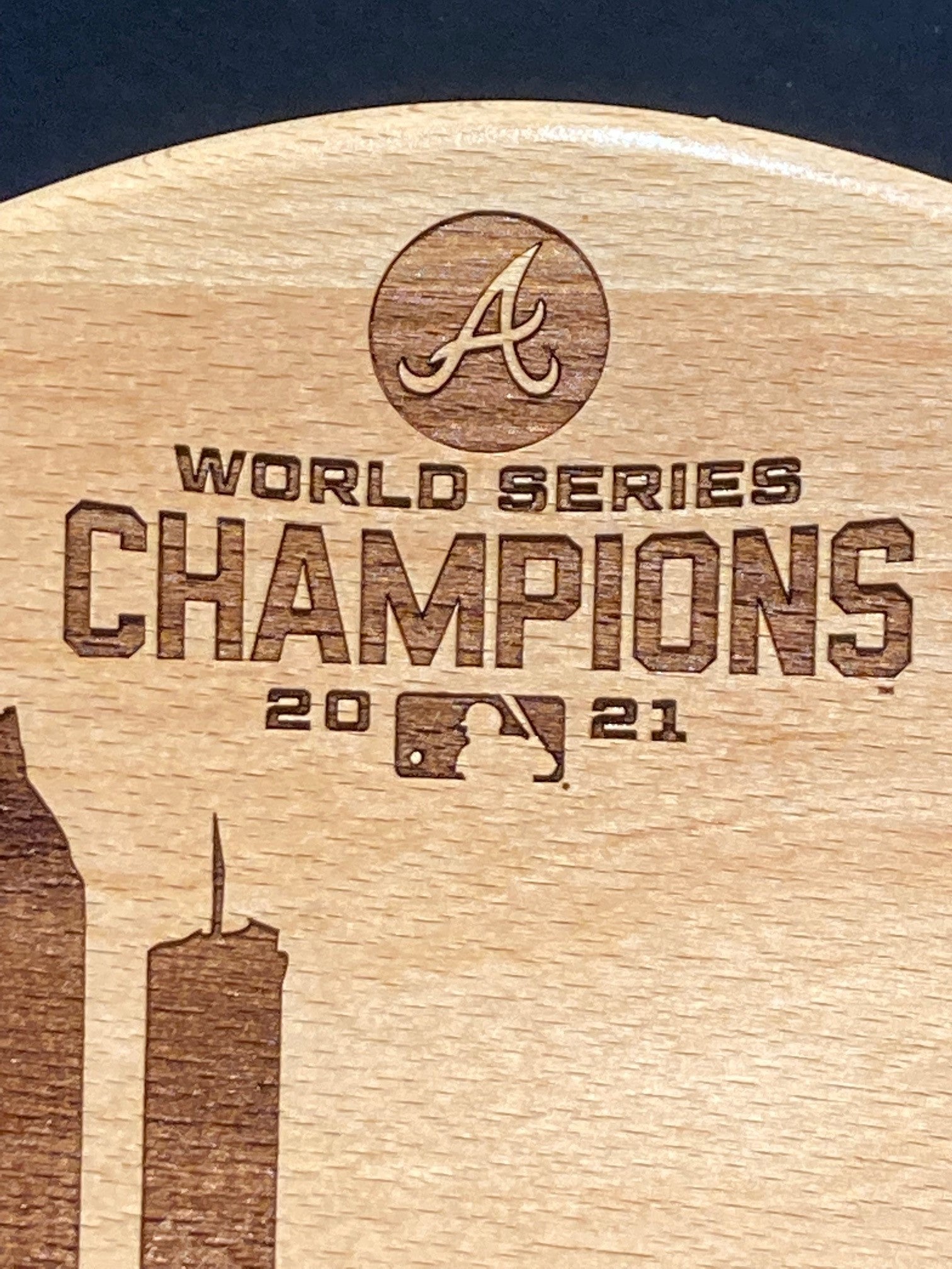 Atlanta Braves 2021 World Series Laser-Engraved Wood Plate