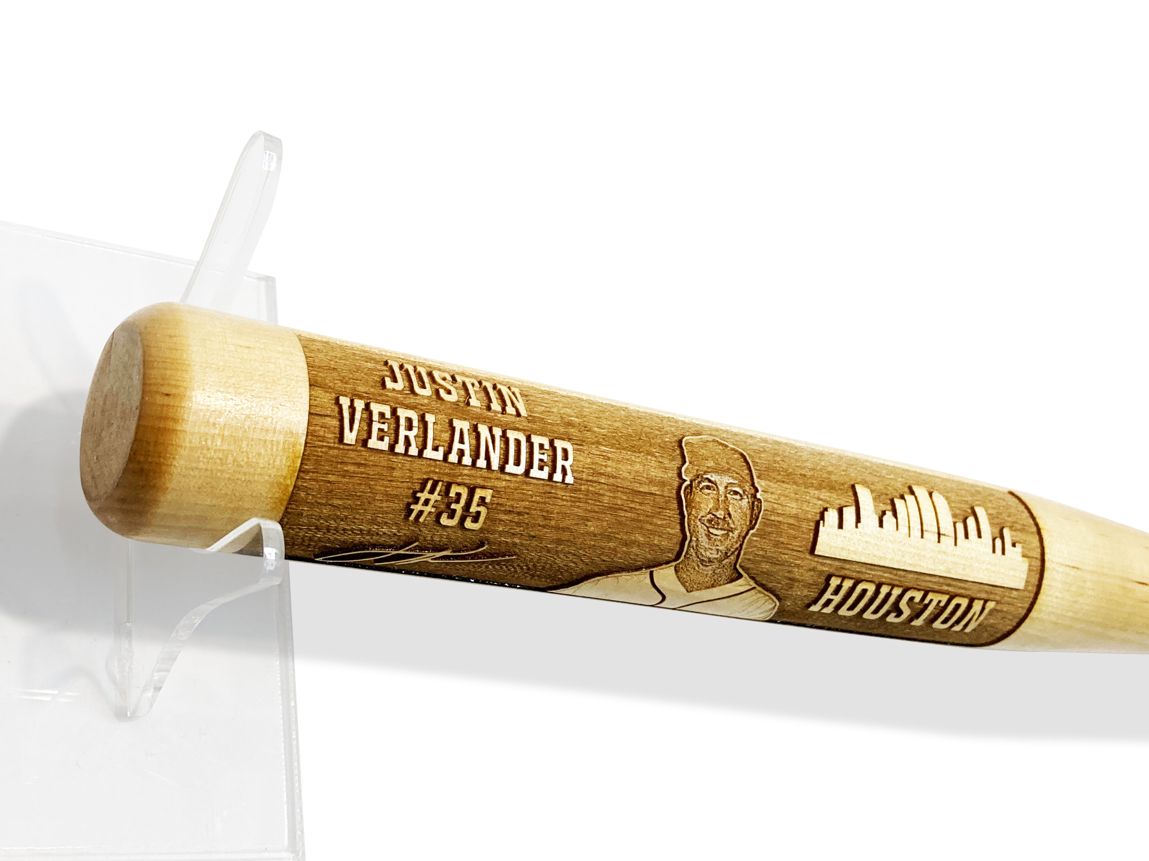 Justin Verlander Laser-Engraved Wood Baseball Bat