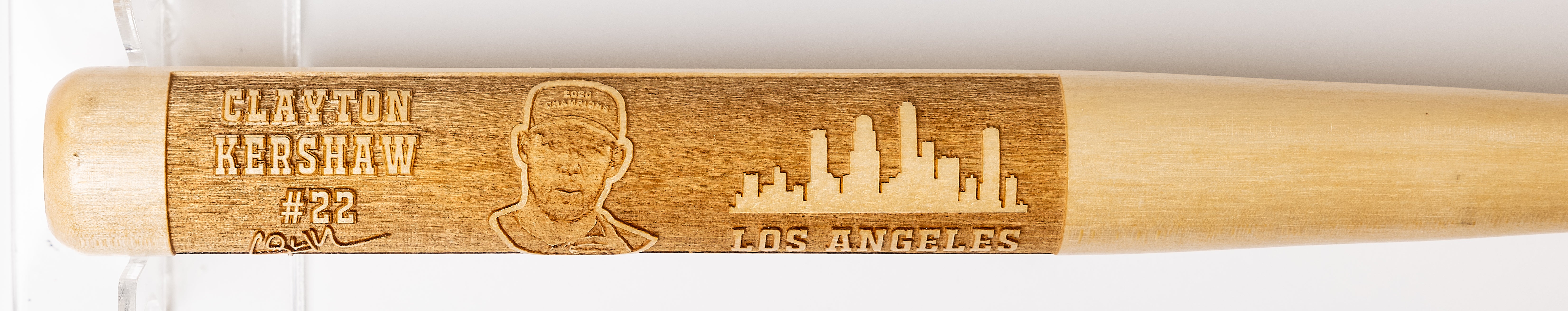 Clayton Kershaw Laser-Engraved Wood Baseball Bat