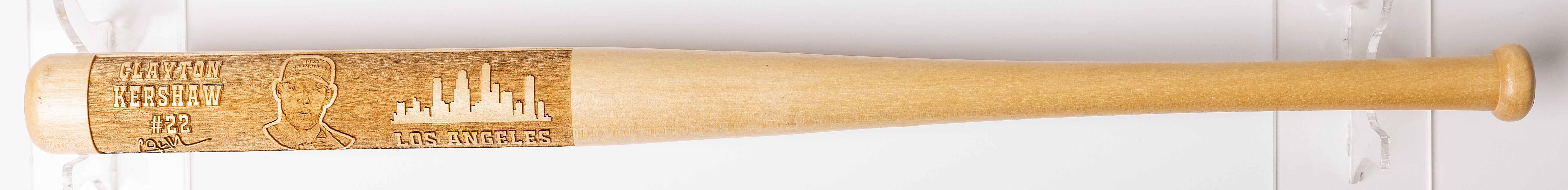 Clayton Kershaw Laser-Engraved Wood Baseball Bat
