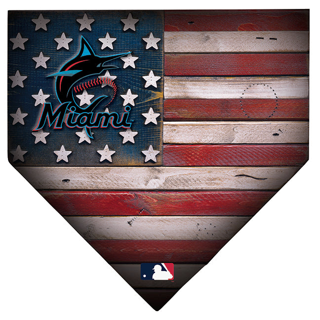 Miami Marlins Rustic Flag Home Plate
