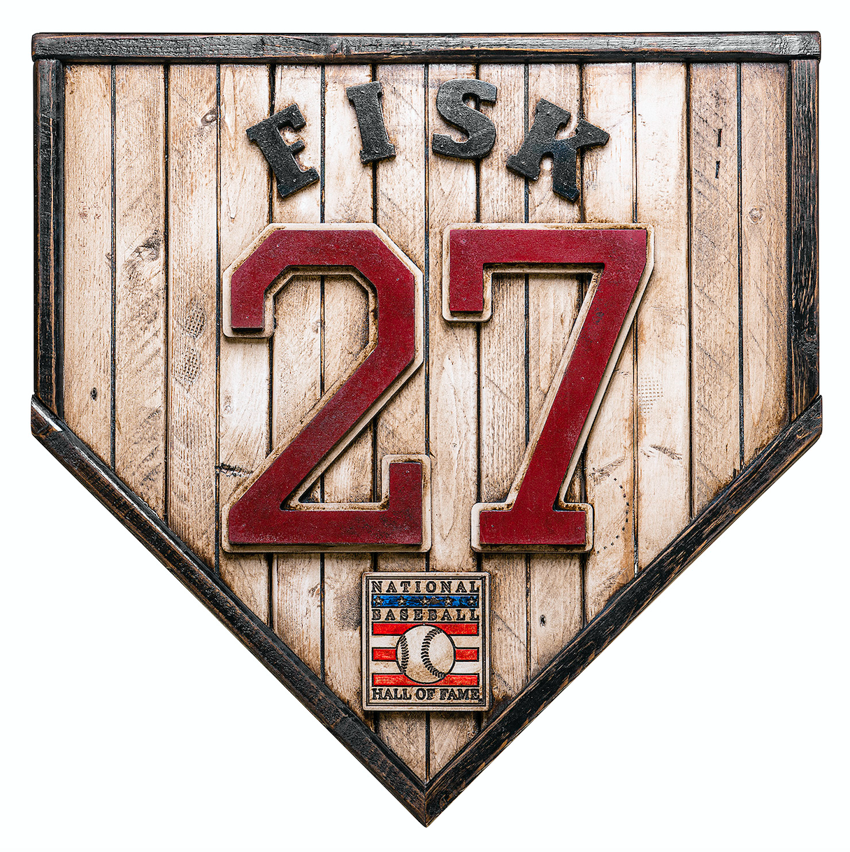 Handmade Hall Of Fame Legacy Red Sox Home Plate: Carlton Fisk #27