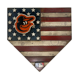 Handmade Baltimore Orioles American Flag Wood Home Plate
