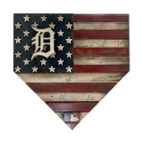 Handmade Detroit Tigers American Flag Wood Home Plate