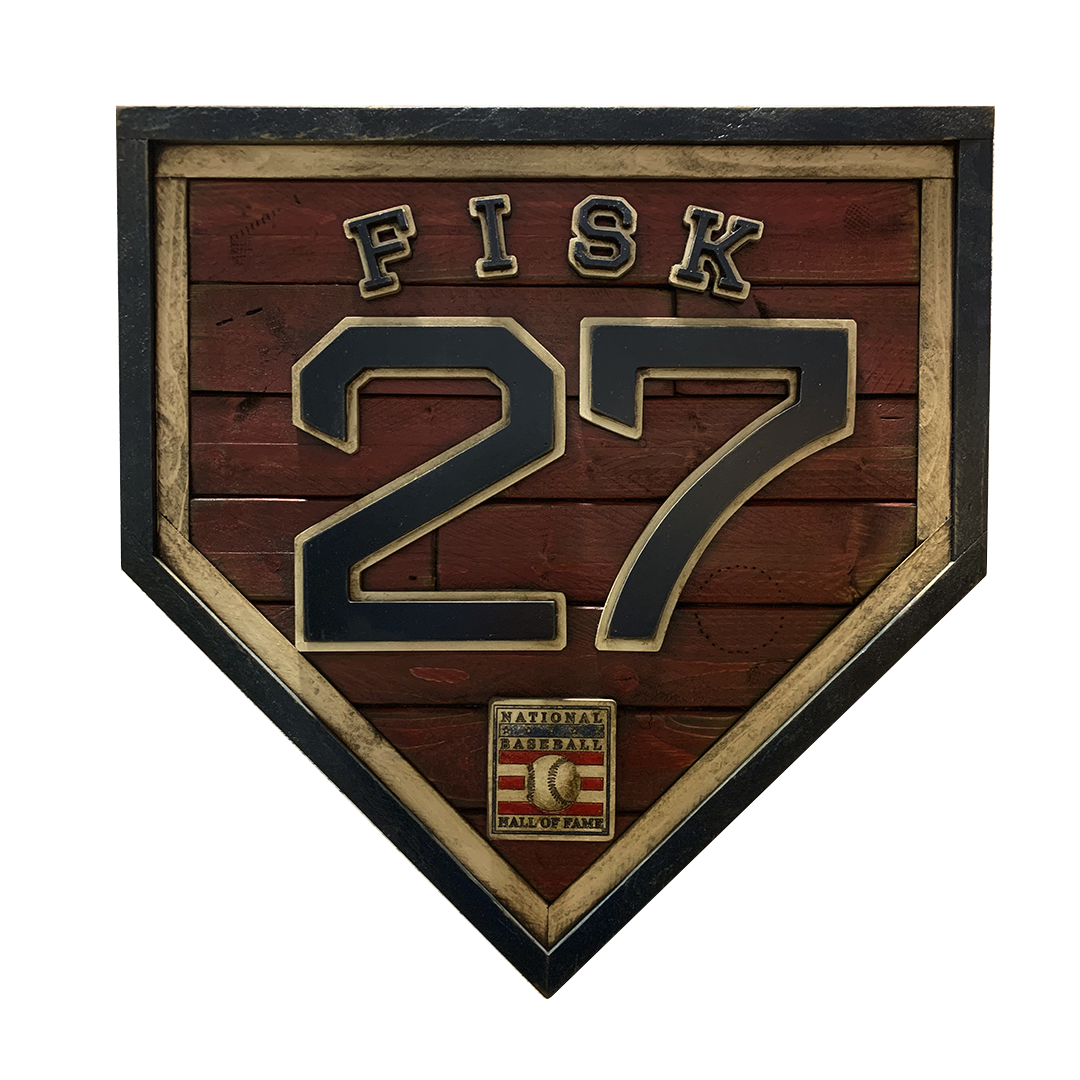 Handmade Hall Of Fame Heritage Red Sox Home Plate: Carlton Fisk #27