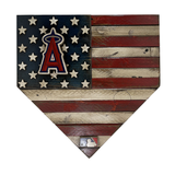 Handmade Los Angeles Angels American Flag Wood Home Plate