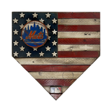 Handmade New York Mets American Flag Wood Home Plate