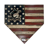 Handmade Miami Marlins American Flag Wood Home Plate
