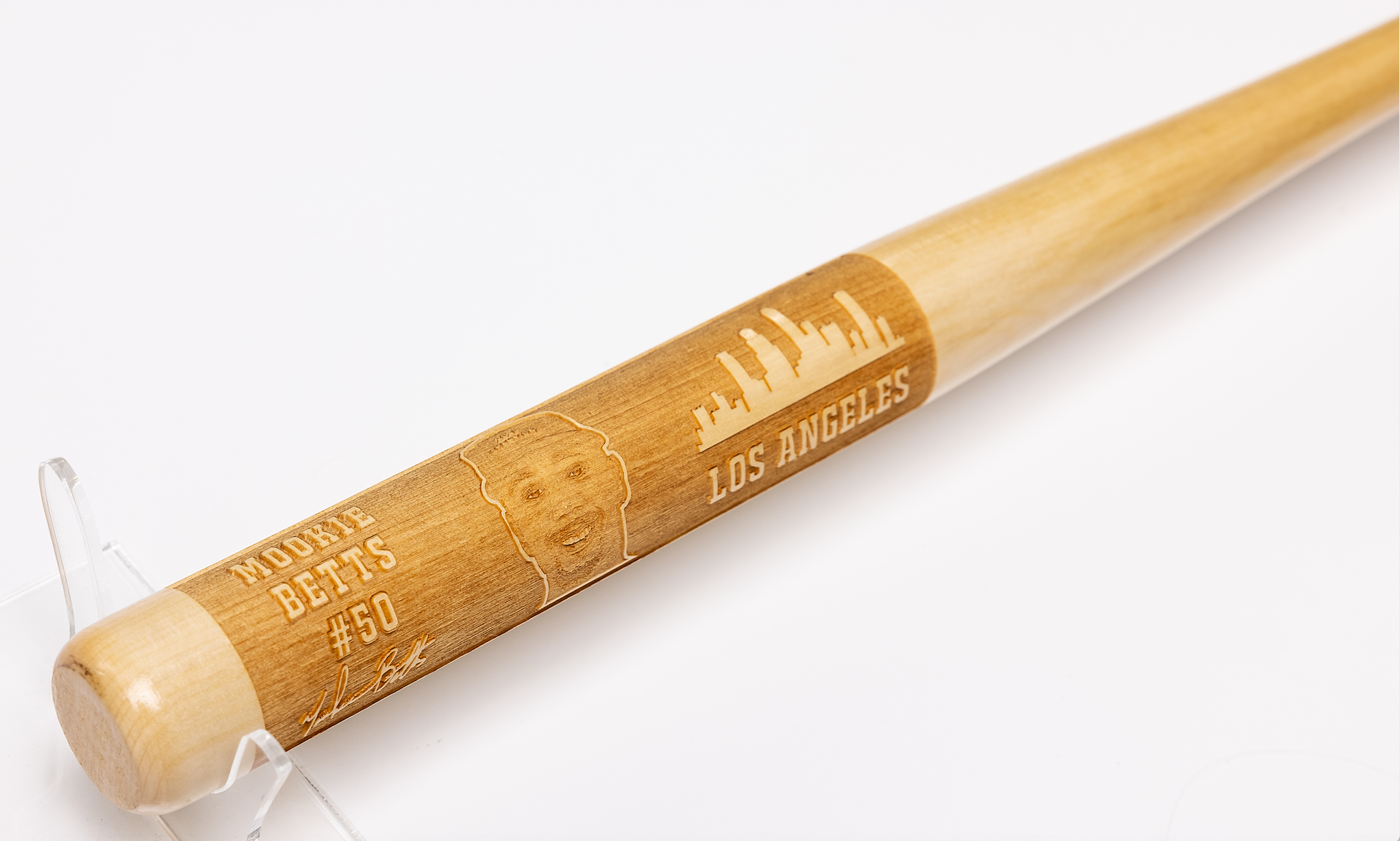 Mookie Betts Laser-Engraved Wood Baseball Bat