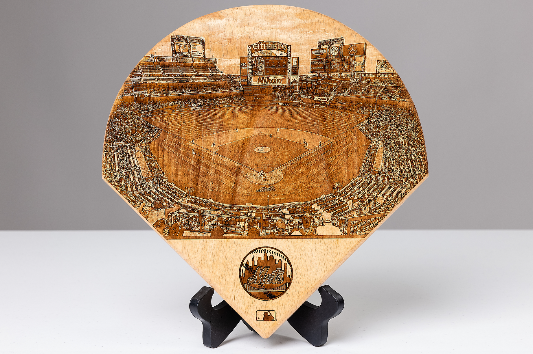 New York Mets Laser-Engraved Wood Stadium Plate