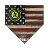 Handmade Oakland Athletics American Flag Wood Home Plate