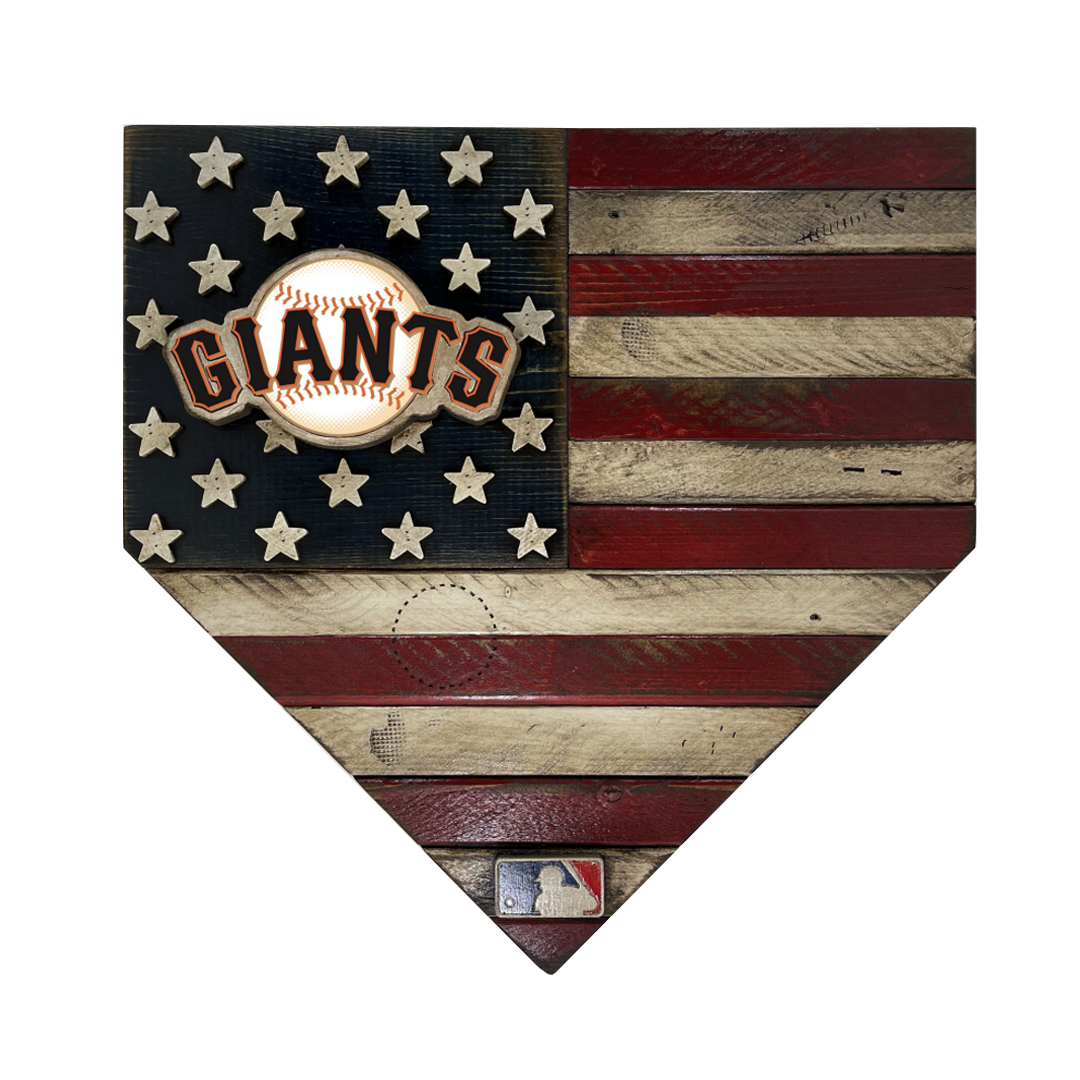 Handmade San Francisco Giants American Flag Wood Home Plate