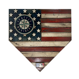 Handmade Seattle Mariners American Flag Wood Home Plate
