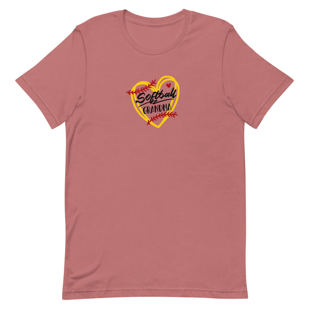 Softball Grandma Heart (Dark) Short-Sleeve T-Shirt