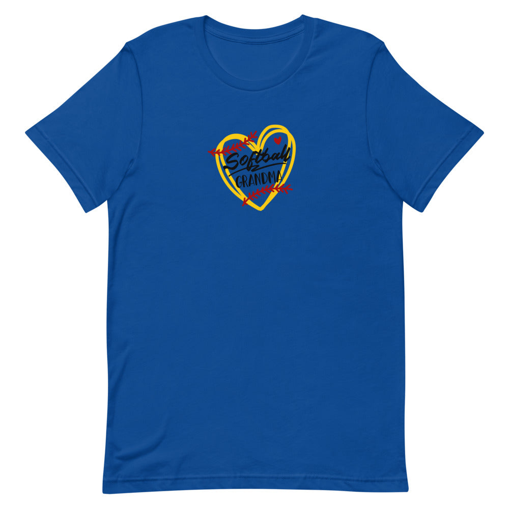 Softball Grandma Heart (Dark) Short-Sleeve T-Shirt